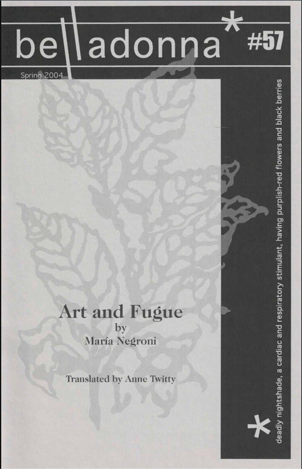 Art and Fugue (Belladonna* 57)