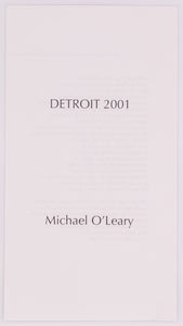 Cover of broadside titled Detroit 2001 by Michael O'Leary. Black text on white paper.