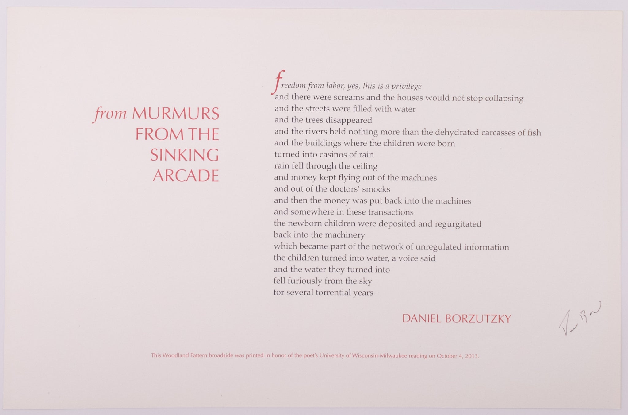 from Murmurs from the Sinking Arcade by Daniel Borzutzky