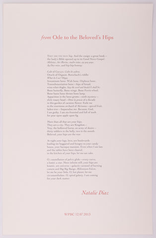 from Ode to the Beloved's Hips by Natalie Diaz (Unsigned)