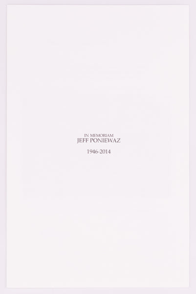 Cover of the broadside titled Adieu À Jeff Because by David Cope. Black text on white paper.
