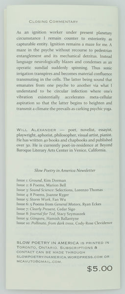 Slow Poetry in America | Issue #11/12: Will Alexander