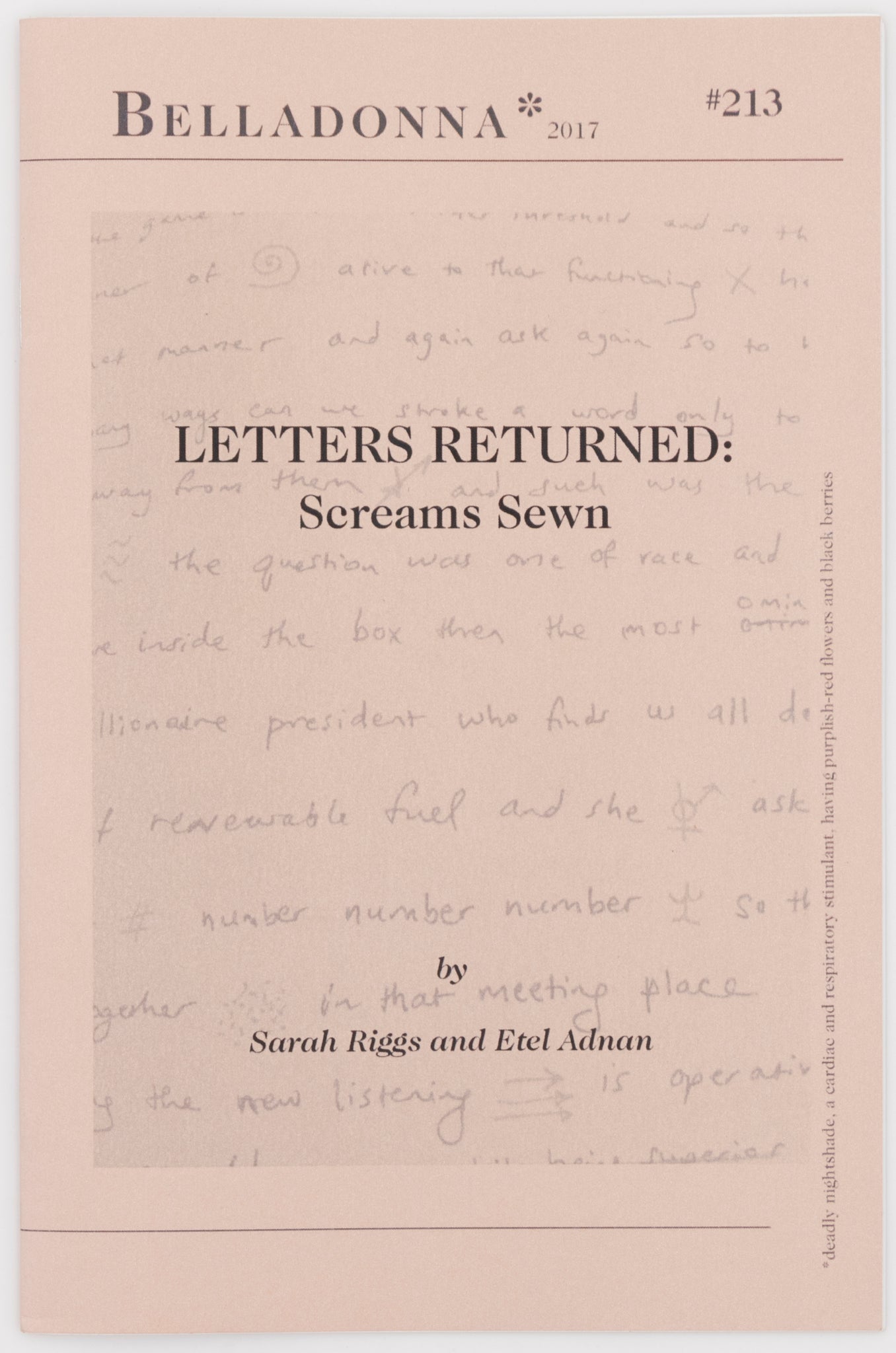 Letters Returned: Screams Sewn (Belladonna* #213)