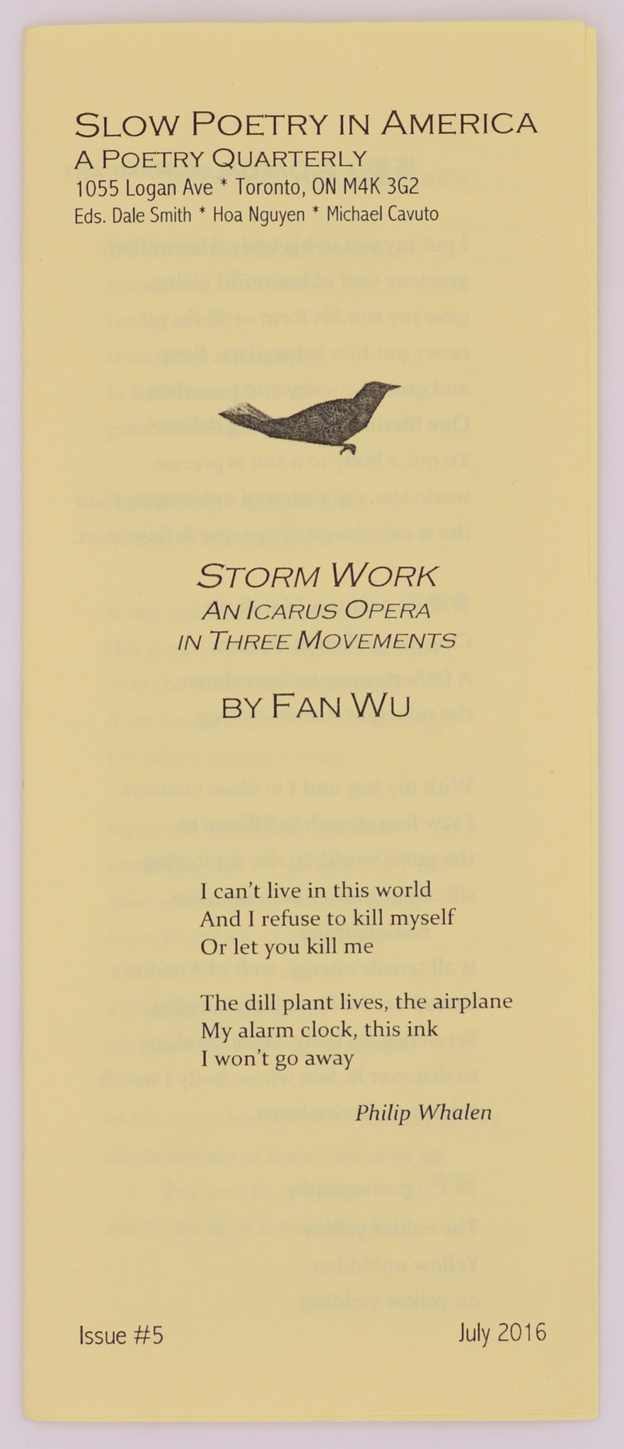 Slow Poetry in America | Issue #5: Storm Work: An Icarus Opera in Three Movements