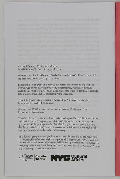 A Rosy Rhombus Exiting My Mouth: A Conversation Between Simone Kearney and Jarrett Earnest (Belladonna* #267)