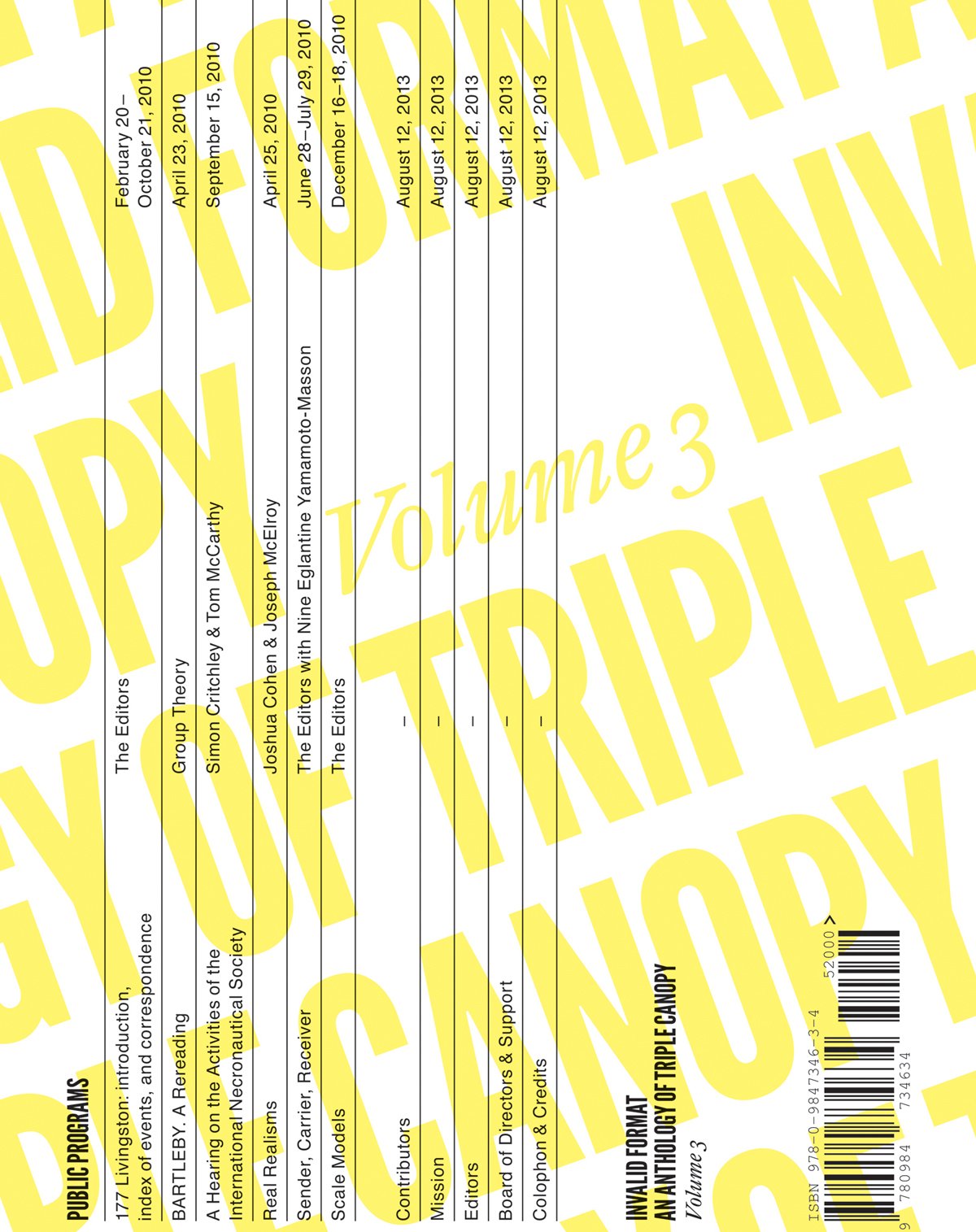 Invalid Format: An Anthology of Triple Canopy Vol. 3